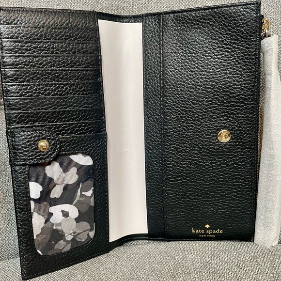 Kate Spade Young Lane Black Pebbled Leather Eliza Wristlet Clutch - Picture 5 of 7
